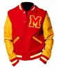 MJ Michael Jackson Red Yellow Jacket M Logo Letterman Varsity Jacket