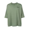 OEM custom New fashion mens Summer Army green cotton ripped details T-shirt printed oversized Hip Hop tshirt