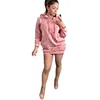 CQ5110 latest pearls beaded pink hoodie dress women for autumn