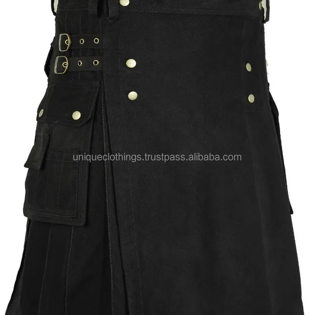 men black ultra modern kilts, custom made stylish utility kilt