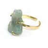 Charming Natural Herkimer & Aqua Rough Stone Ring Fashion 24k Gold Plated Adjustable Rings Womens Gemstone Jewelry Wholesale
