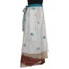 Vintage Silk Double Layer Reversible Sarong Sari Magic Wrap Skirt From India