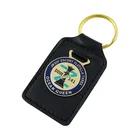 Custom No Minimum Bulk Leather Keychain With Genuine Strap