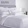 ISO9001 Luxury 5 Star Quality Stripe White 100 Cotton Linen Sheet Bedding Set Hotel Bed Sheets