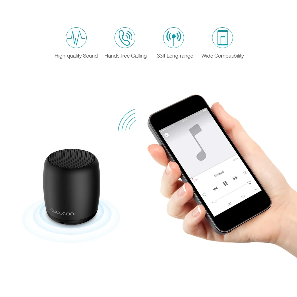 dodocool Mini Portable Rechargeable Wireless Speaker Maximum 4-Hour Playtime / 33-Feet Wireless Range DA84B-1 - ANKUX.COM