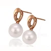 29452 Xuping Fashion Rose gold Plated Jewelry Earrings Elegant Pearl Studs earrings with Glass