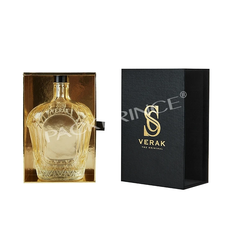 luxury gold foil logo whisky glasses bottle drawer slide gift