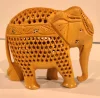 Annu Exports 7" SandCraft Vintage Wood Elephant Hand Carving Detail Wood Elephant Carving Wood Elephant Figurines