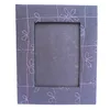 Dark blue recycled cotton paper wood free stand black color embroidery photo frame