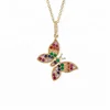 Fine 14k yellow gold micro pave jewelry diamond butterfly pendant necklace