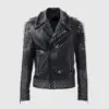 MENS HANDMADE FASHION JACKET REAL LEATHER SILVER STUDDED STYLE COW HIDE JACKETS