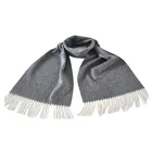 BLUE PHOENIX melange grey 50%wool 50%cashmere herringbone stripe shawl scarf