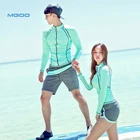 MGOO couple solid green blue models front zipper neoprene swimsuit two piece bathing suits