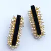 All the white pebbles with Long Black Onyx Stud Handmade Beautiful Vintage Earrings