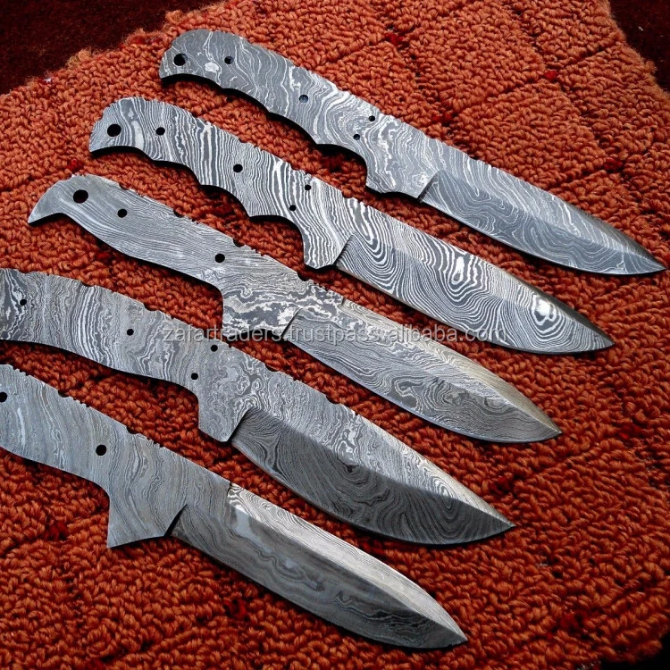 Изготовление под заказ Дамаск охотничьи пустые ножи (ZR188)