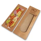 Brown kraft packaging custom silk tie necktie flat envelope box with transparent PVC window