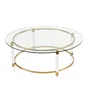Top Acrylic four Leg Round Coffee Table Gold Base Glass Gold