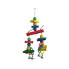 Natural Wooden Large Funny Parrot Pet Bird Perch/ Birds Hanging With Bells Chew Swing Toy Parakeet Stand Cage Supplies JU-651