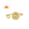 925 Sterling Silver Gold Plated Flower Design Ring Natural Peridot Gemstone Jewelry Ring Manufacturer