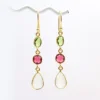 Peridot, Fuchsia Gemstone Hook Earring Gold Plated Oval/Pear Shape Earrings Multi Gemstone Supply jewelry