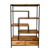 Industrial & vintage iron metal & solid mango wood display cum book shelf