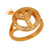 White Topaz Gemstone Ring Gold Plated Silver Peace Sign Womens Ring Charm Jewelry Manufacture