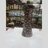 Vintage design brown ceramic vase with white wheel detail