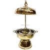 Stainless Steel Brass plated Hammered Chafing Dish with Lid Holder