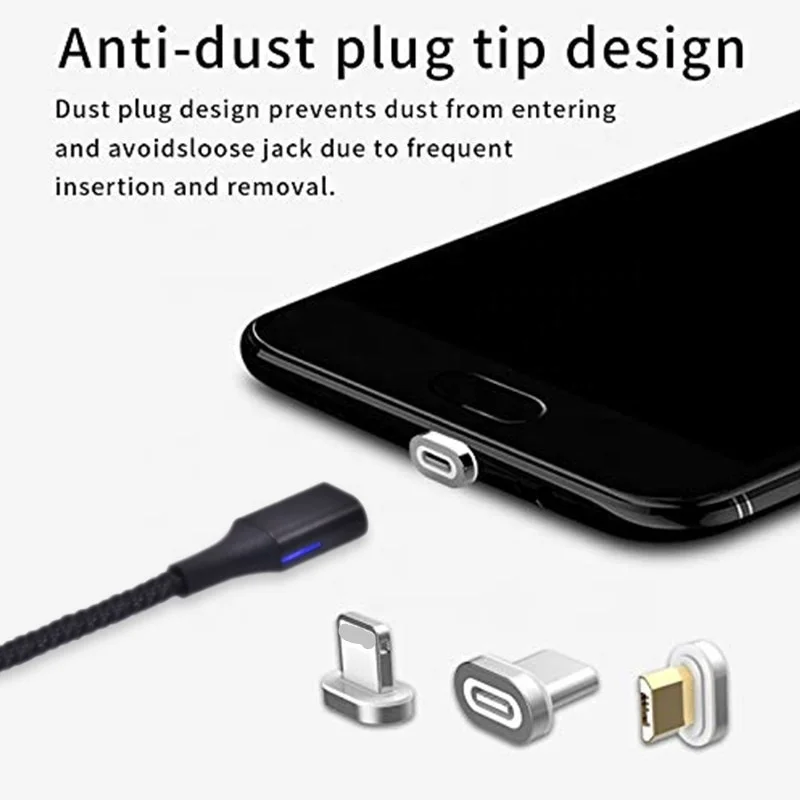 MIUSB Led 3 in1 Magnetic Fast Charging & Data Sync Cable Compatible Micro USB, USB-C Smartphones - ANKUX.COM
