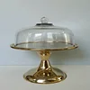 gold plated with glass lid wedding party cake stand