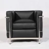 Modern Classic Furniture Black Leather Le Corbusier LC2 Petit Modele Armchair And 2 3 Seat Sofa Reproduction
