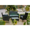 Weather-Resistance 4pcs Outdoor Rattan Sofa Set/ Wicker Garden Furniture Coffee Table and Rattan Chairs for Pool Backyard Lawn