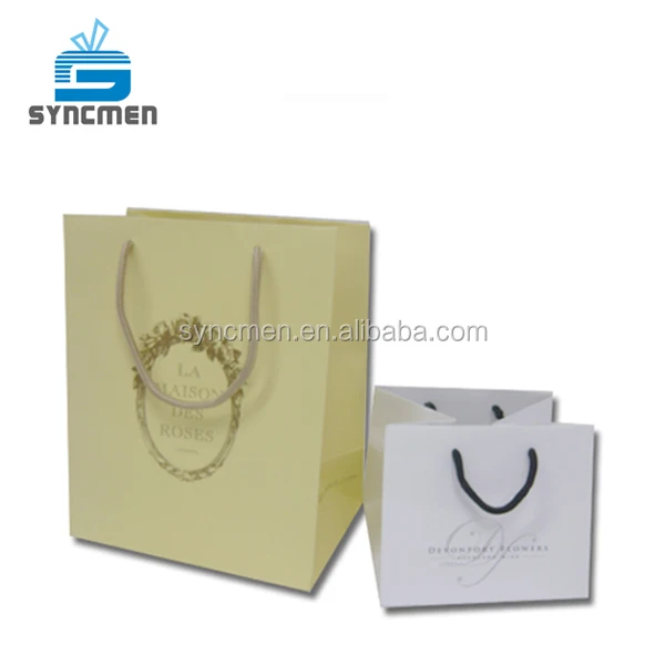 rope handle elegant custom art paper bag white