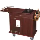 Hotel Restaurant luxury flambe solid wood cooking trolley / Gas Stoves food catering trolley
