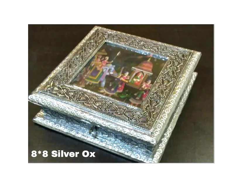 wholesale indian wooden dry fruit box with silver work inlay