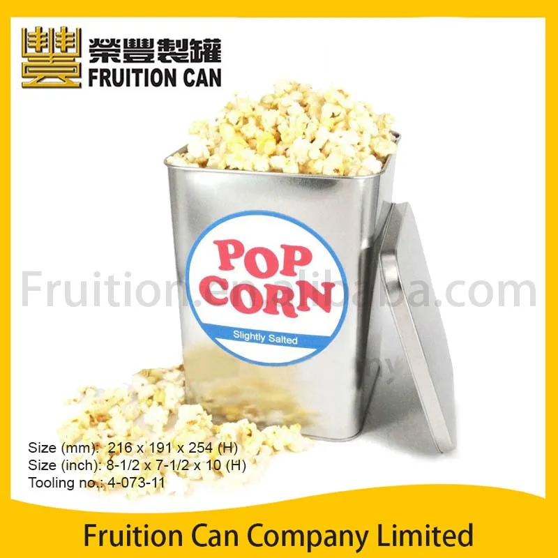 Large Square Popcorn Tin With Slip Lid Buy Metal Cookie Tins