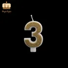 Factory Glitter Number 3 Cake Candle Gold For Party