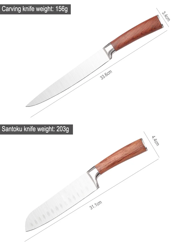 5mm 7"santoku knife 2.5mm 8"carving knife 2.5mm 8"bread knife 2.