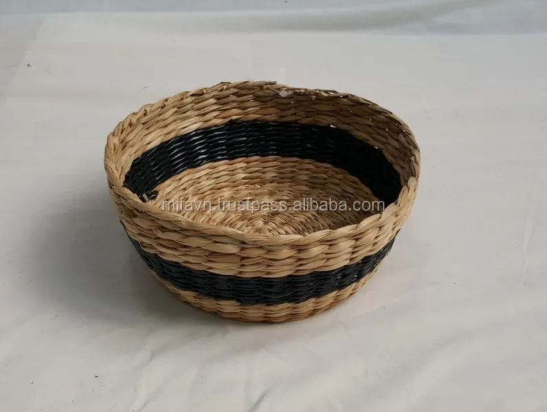 rattan core basket mix plastic lines in three colors from viet