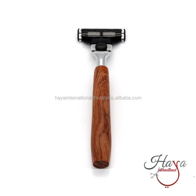 best quality simple plane wood handle triple blade shaving razor