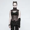 Punk Rave Gothic fetish black synthetic leather corset harness vest Y-775