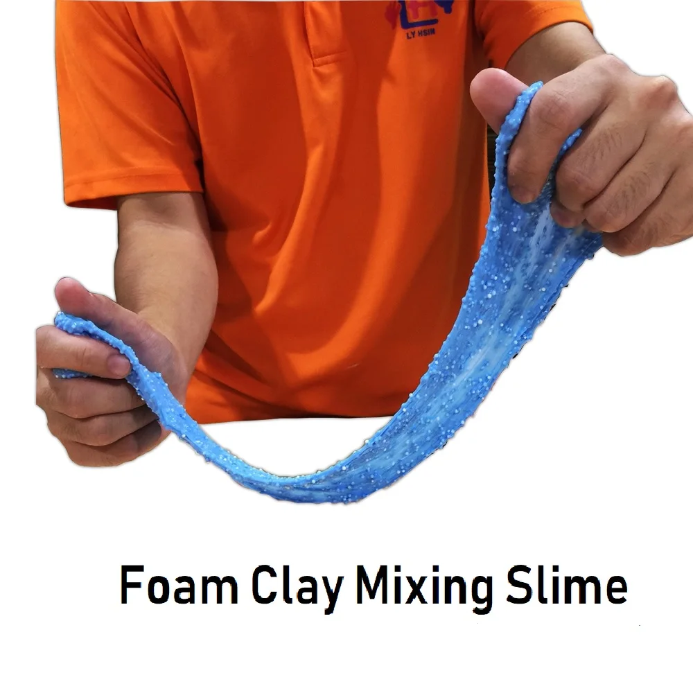 colorful foam beads clay for fluffy slime mixing