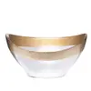 Oval Shape Glass bowl with gold rim