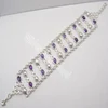 Handmade 925 pure silver natural pearl,amethyst gemstone bracelet multi-color gemstone beautiful stylish trendy newest bracelet