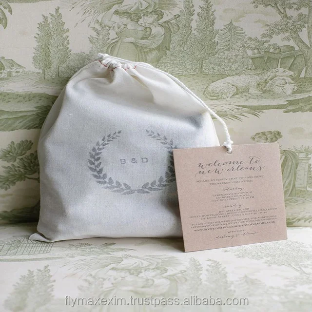 wedding favor bags, muslin cotton bag for latte, coffee seed bag