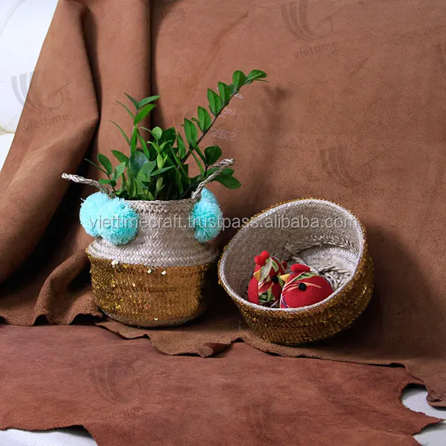 wholesale belly seagrass basket / handmade herringbone seagrass