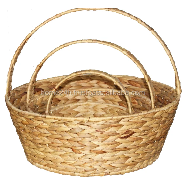 water hyacinth wicker gourmet basket, natural pantry baskets