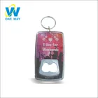 Rectangle Shape Plastic Clear Transparent Blank Photo Insert Acrylic Keychain With Bottle Opener