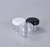 Empty 3ml 5ml clear plastic cosmetic jar with white/black lid, airtight lip balm jar pot hemp container