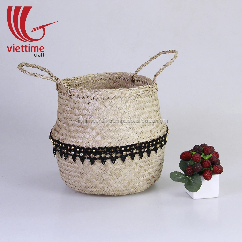 generic foldable seagrass belly basket, seagrass laundry basket